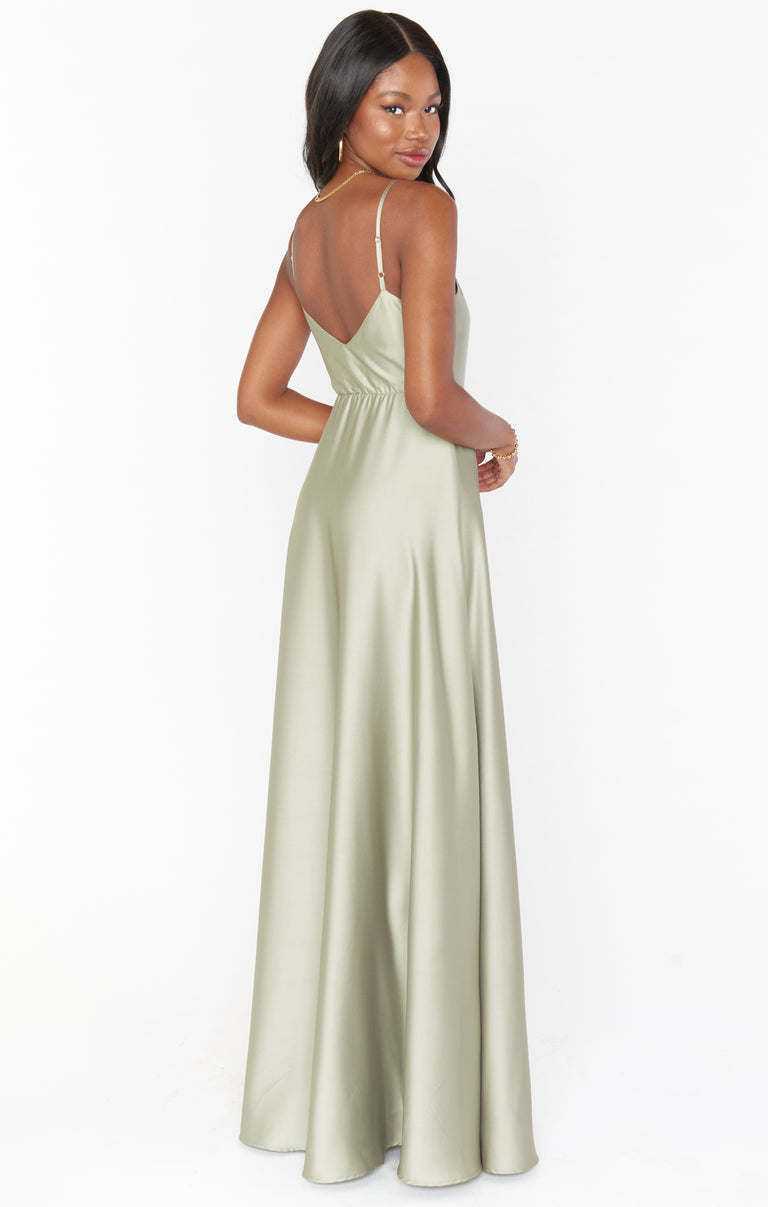 Faith Maxi Dress ~ Moss Green Luxe Satin XS Faith Maxi Dress ~ Moss Green Luxe Satin XS