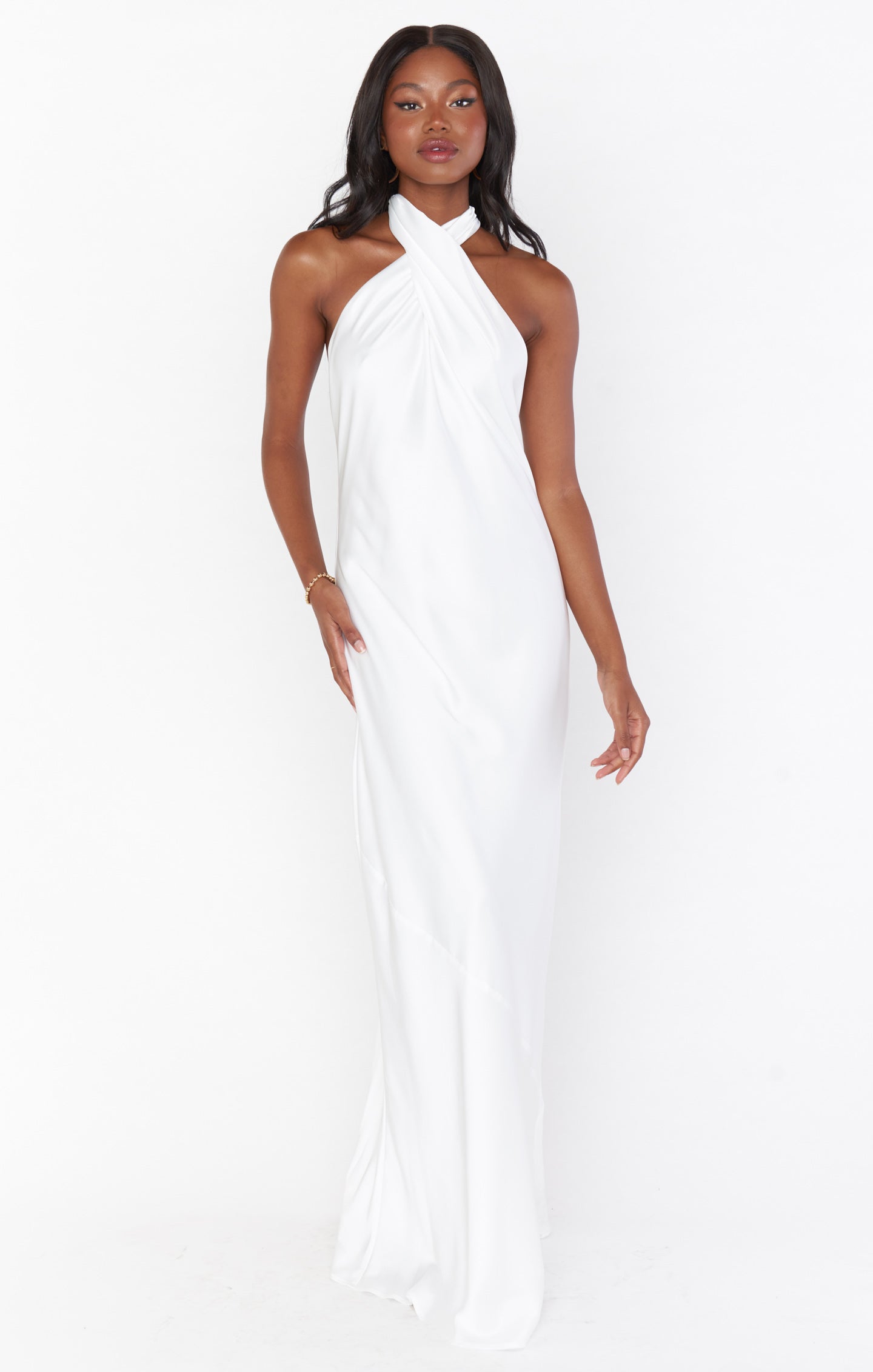 Show Me Your Mumu Jasmine Halter Maxi Dress Luxe Satin Ivory MD Show Me Your Mumu Jasmine Halter Maxi Dress Luxe Satin Ivory MD