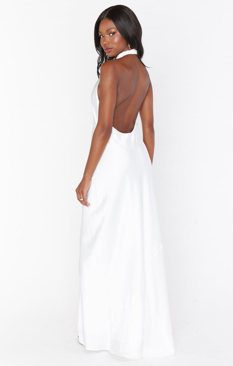 Jasmine Halter Maxi Dress ~ Ivory Luxe Satin – Show Me Your Mumu