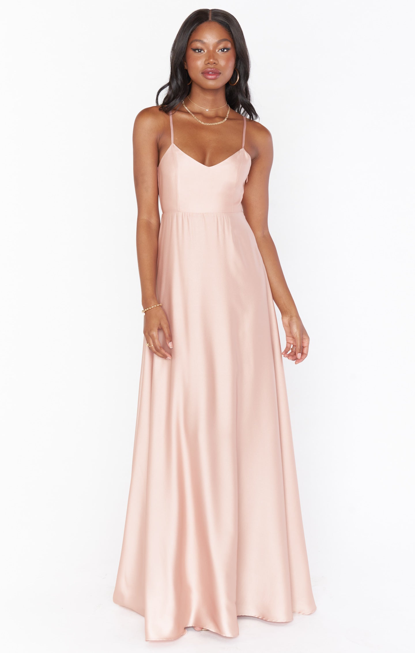 Faith Maxi Dress Rose Gold Luxe Satin – Show Me Your Mumu