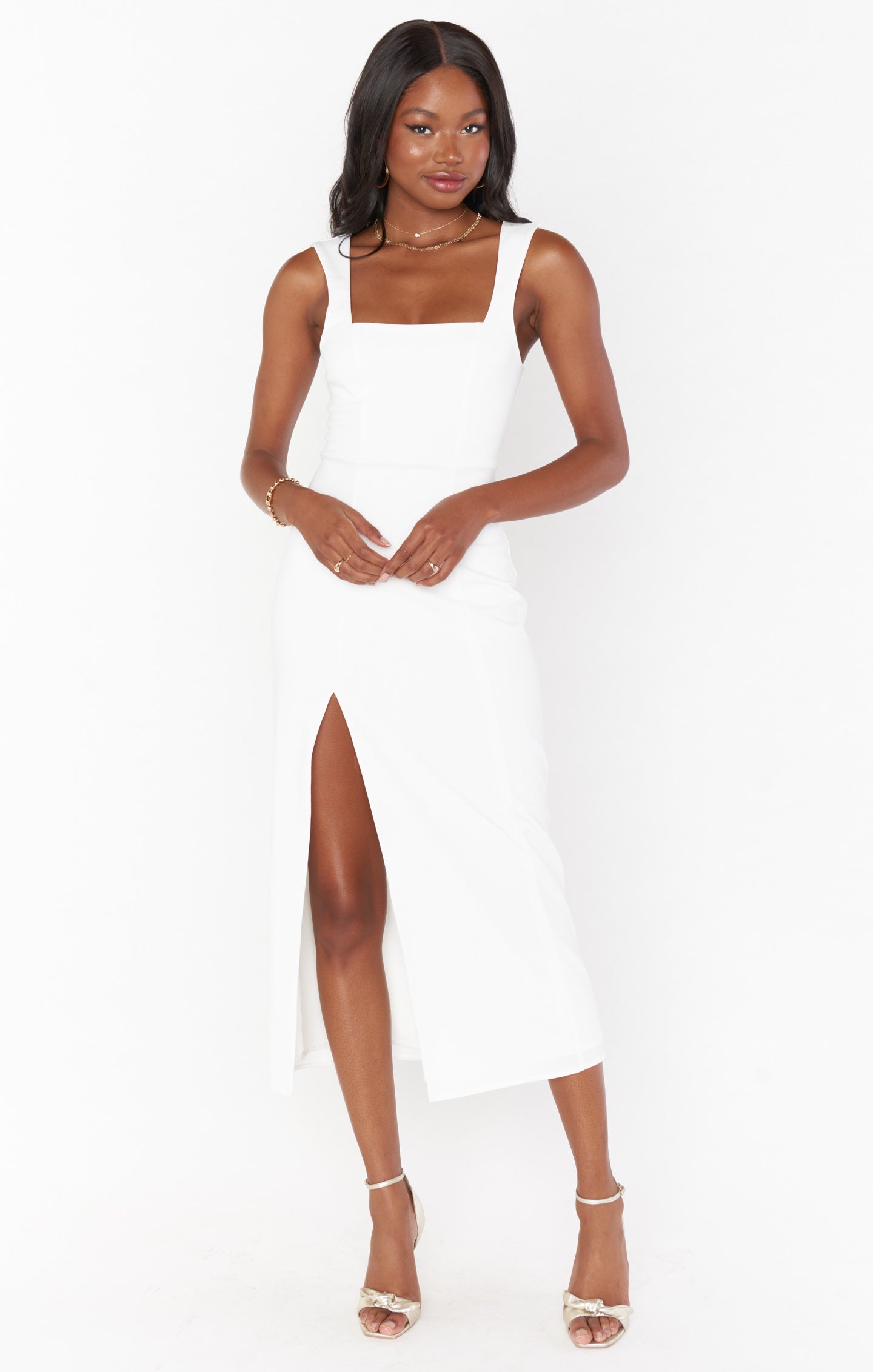 Eden Midi Dress ~ White Stretch Eden Midi Dress ~ White Stretch