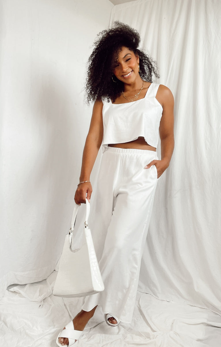 Tara Crop Top ~ White Linen – Show Me Your Mumu
